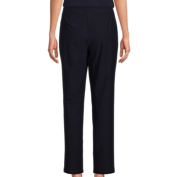 Eileen Fisher Black Textured Crepe Pants Slim Fit Stretch Elastic Waist Pull On - Picture 2 of 12